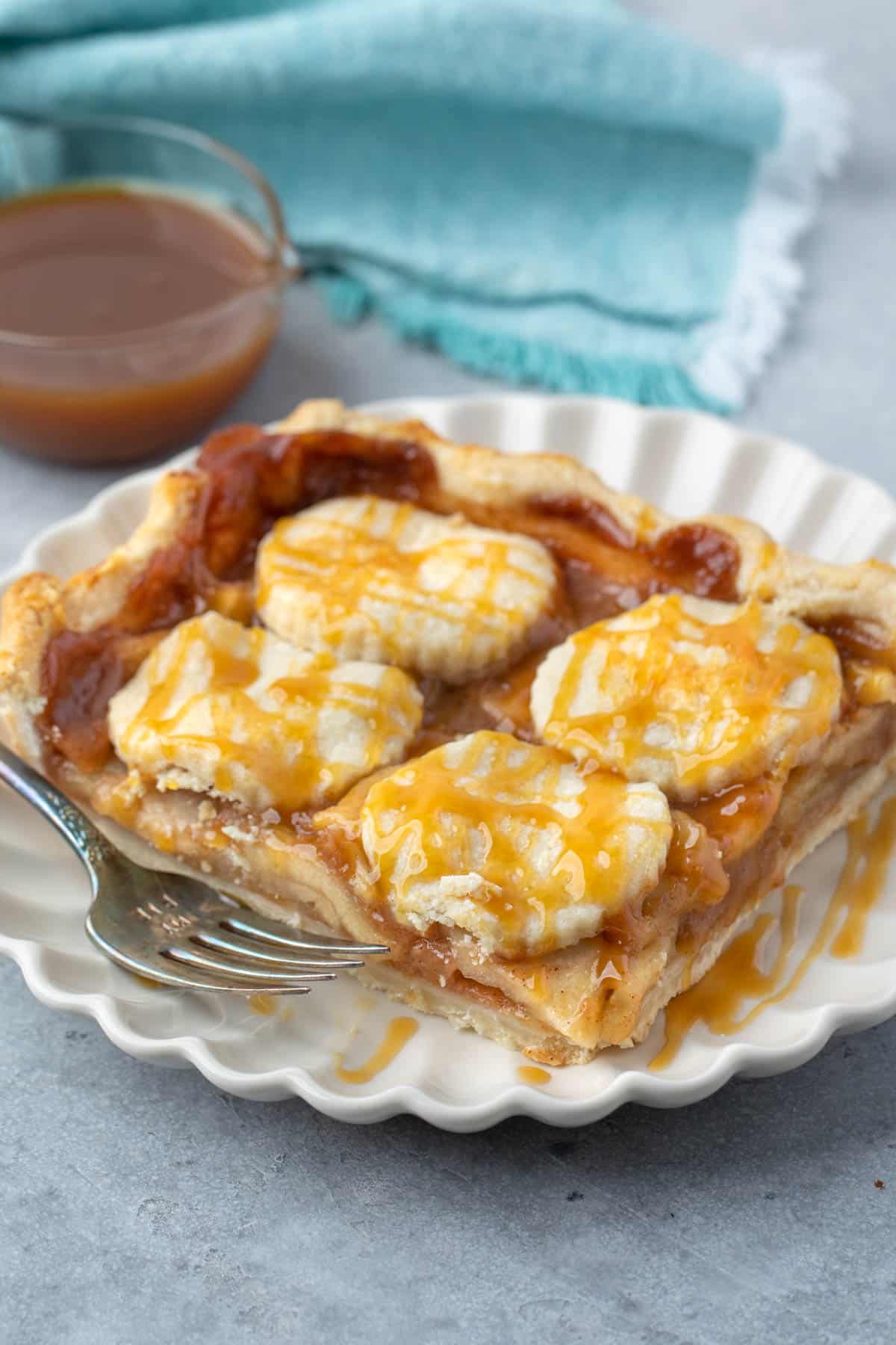 slab pie slice on a white plate