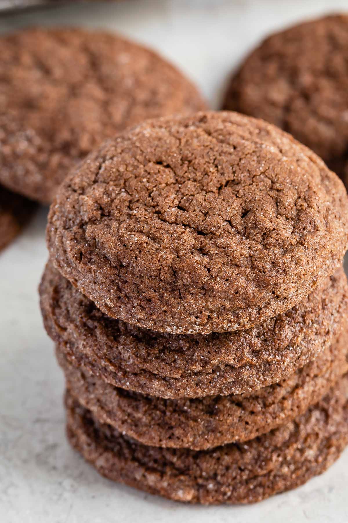 four stacked chocolate cookies
