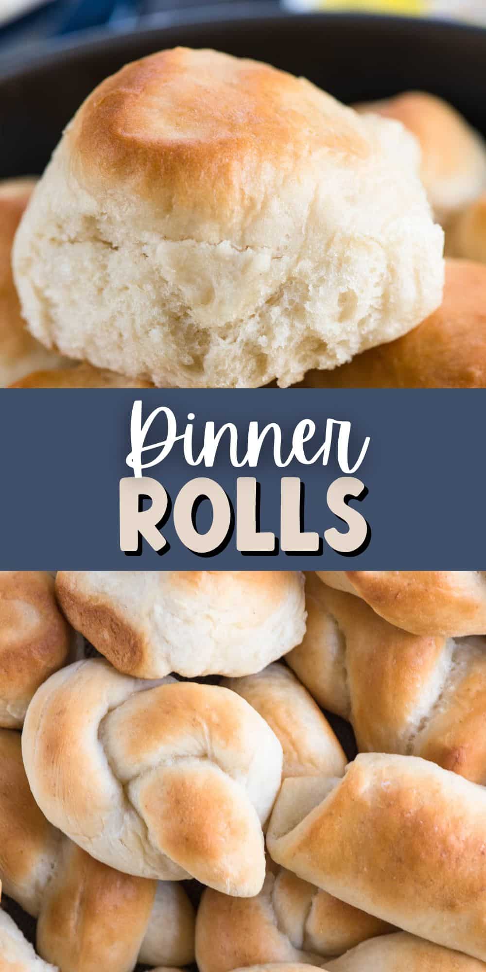 two photos showing different ways to style dinner rolls with words on the middle