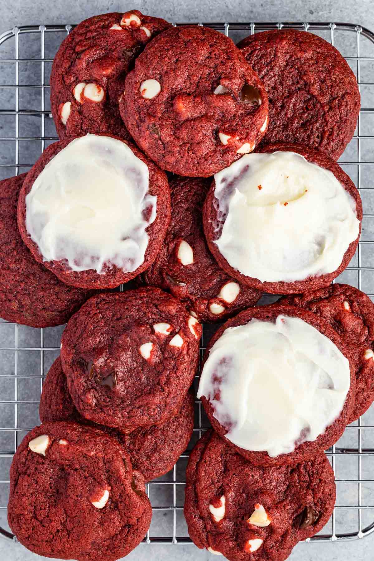 overhead shot of cookies with and without frosting