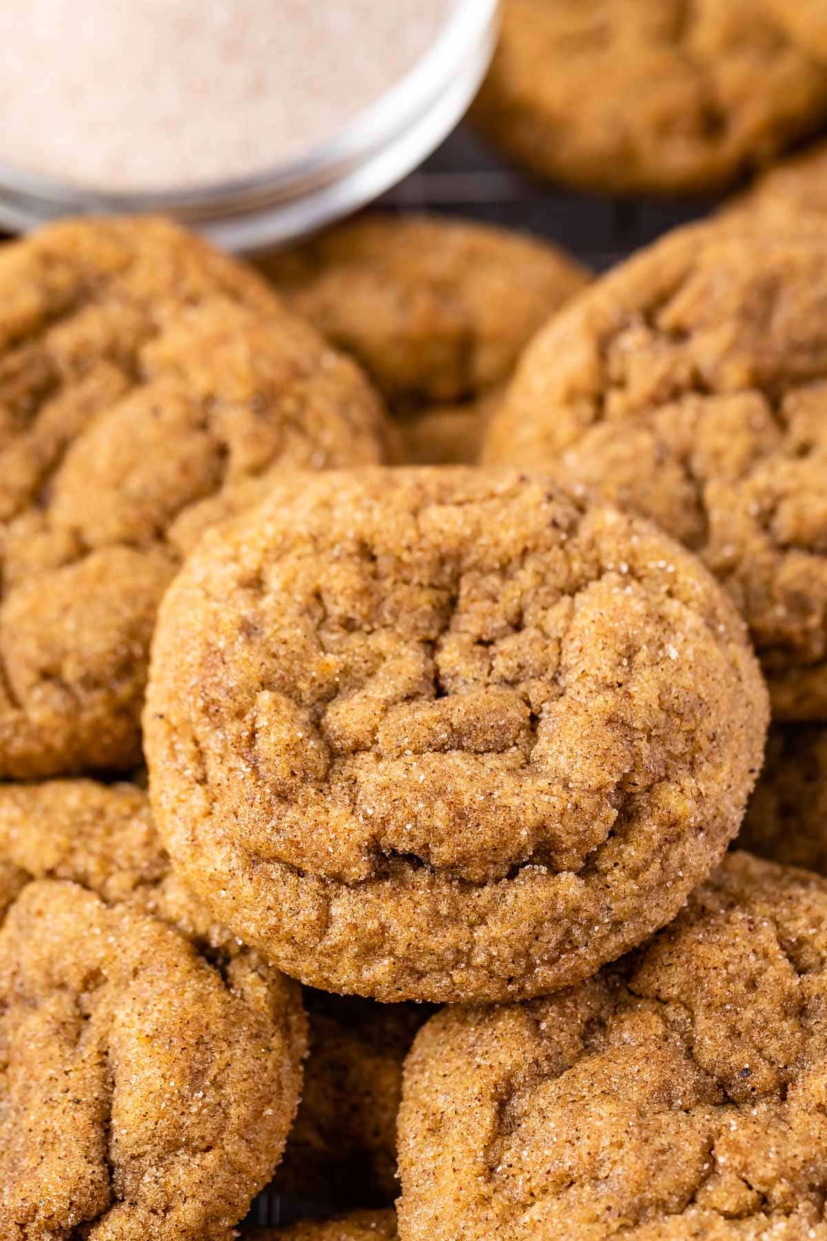 golden brown cookies stacked on each other