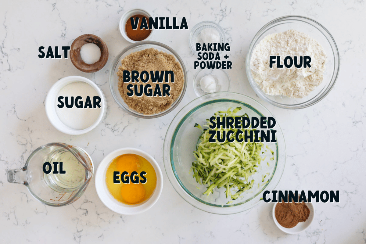 all ingredients in zucchini bread