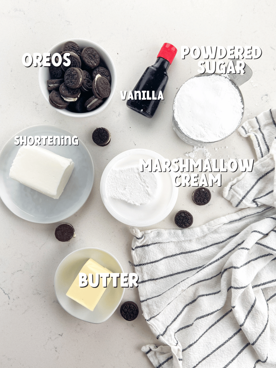 Ingredients in extreme oreo brownies frosting