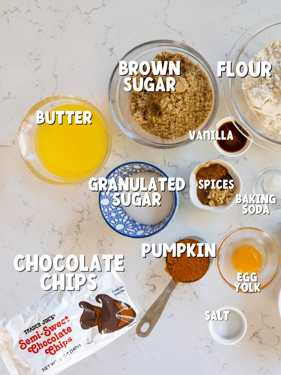 ingredients in pumpkin chocolate chip cookies