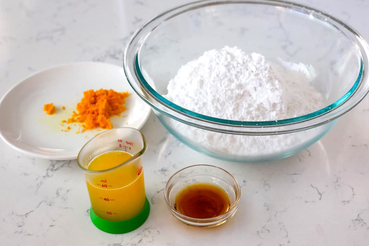 ingredients in the sweet rolls laid out on a counter