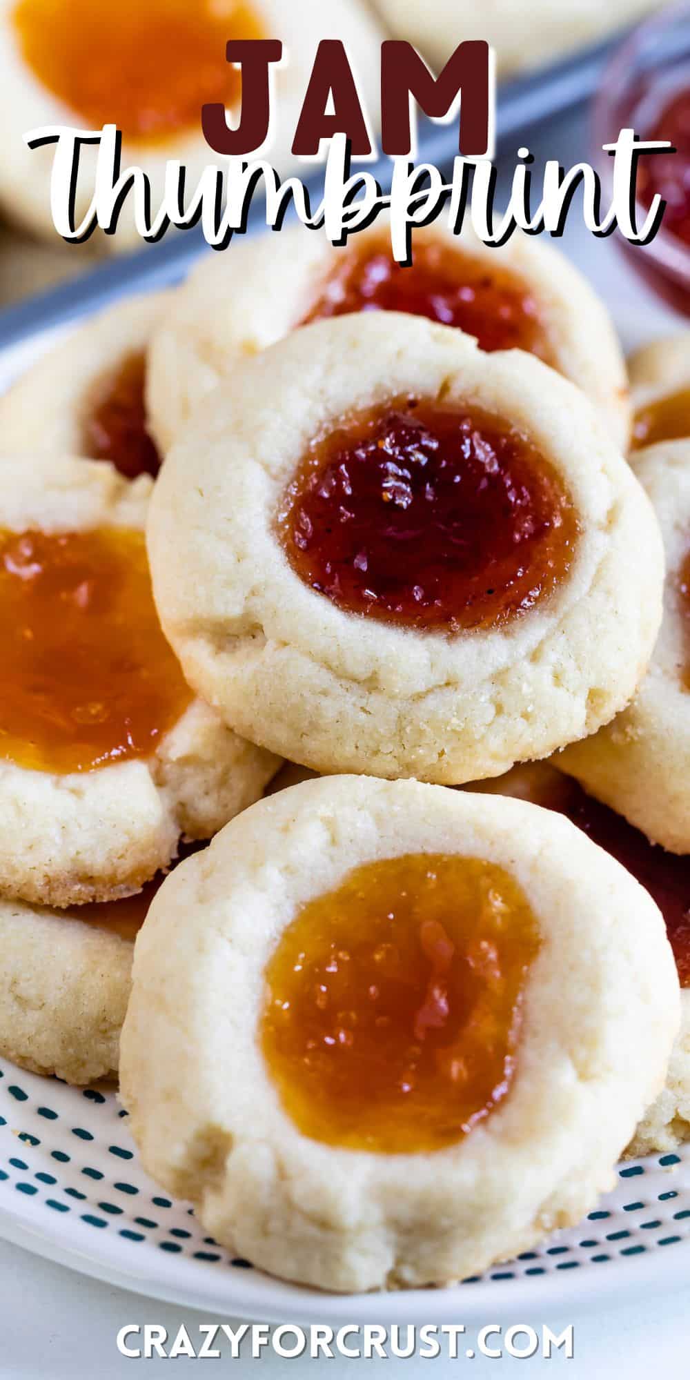 stack of cookies on patterned plate.