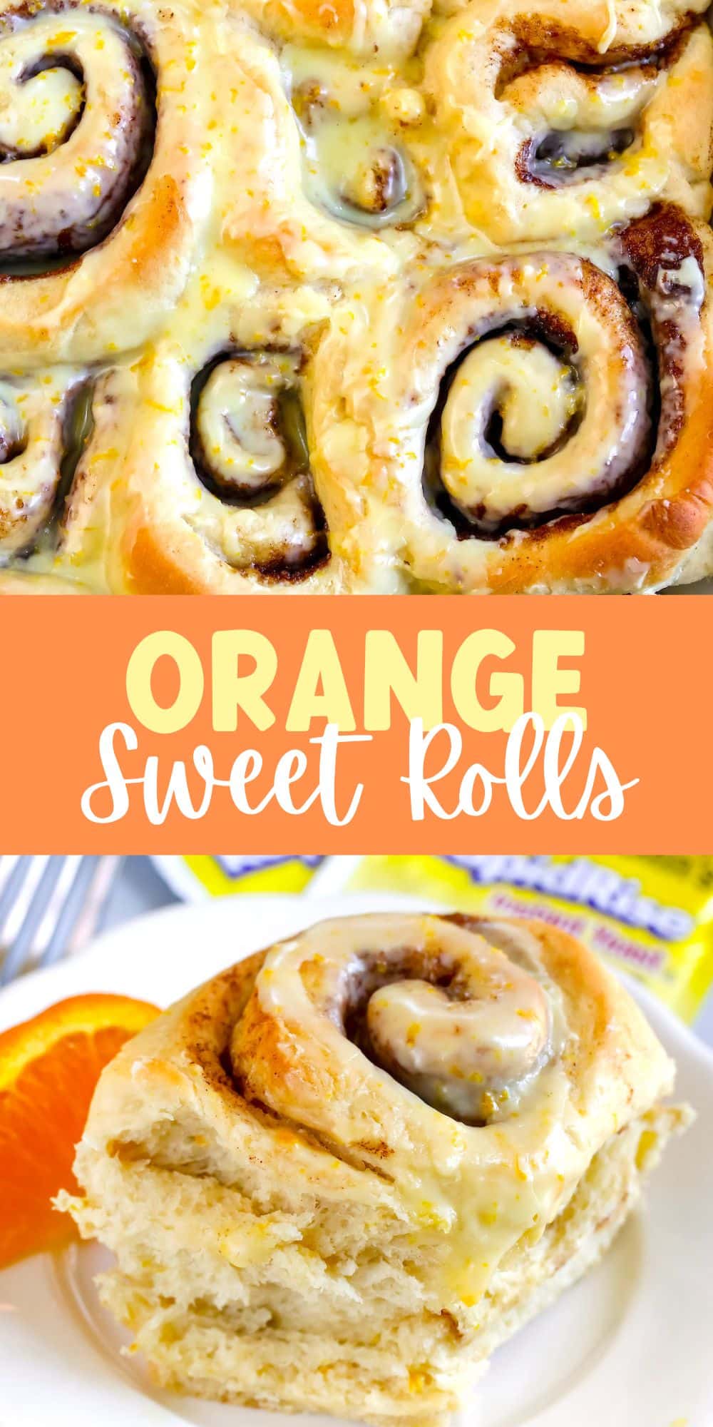 two photos of the sweet rolls with words in the middle of the image