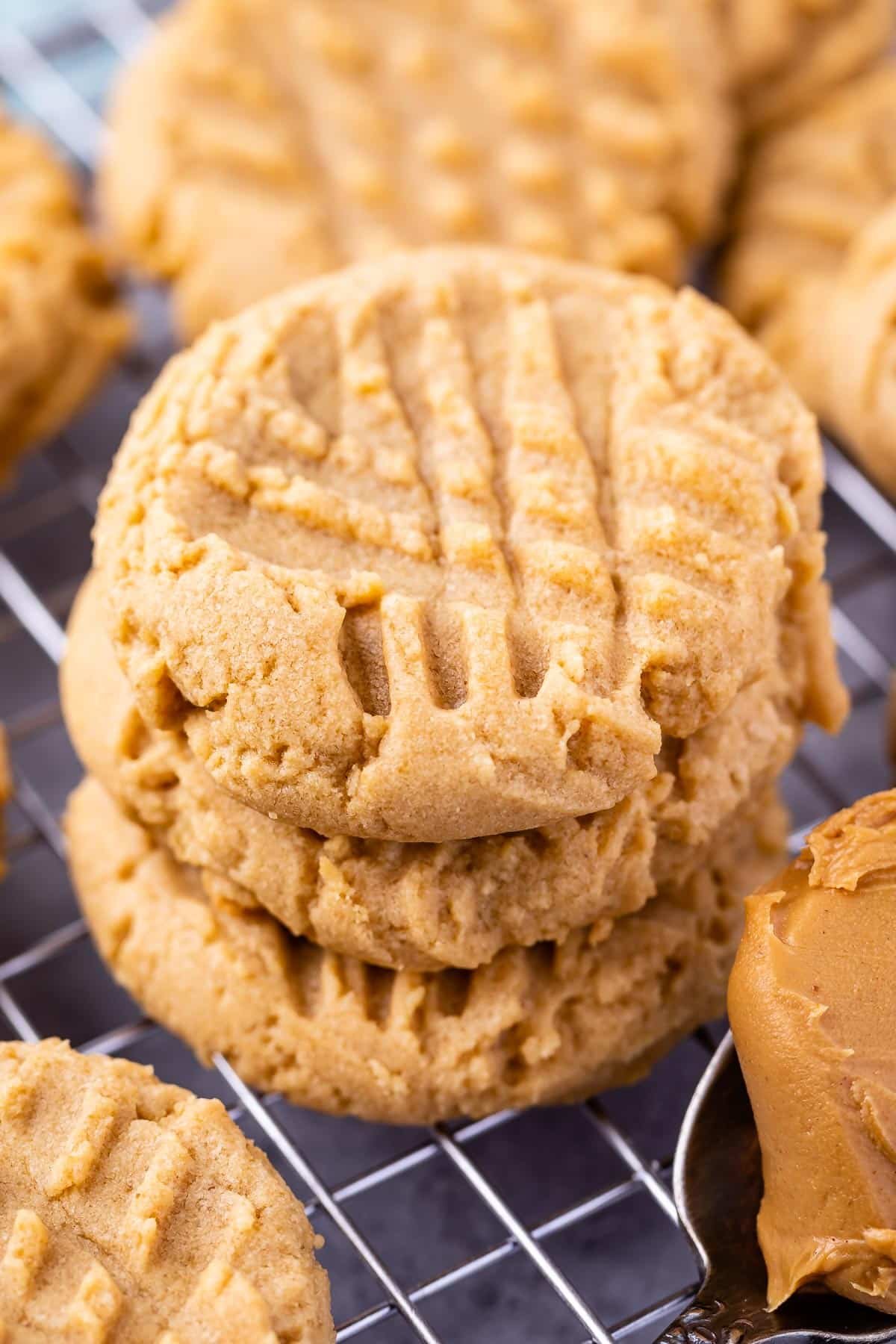 stack of 3 peanut butter cookies