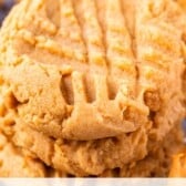 stack of 3 peanut butter cookies with words on photo