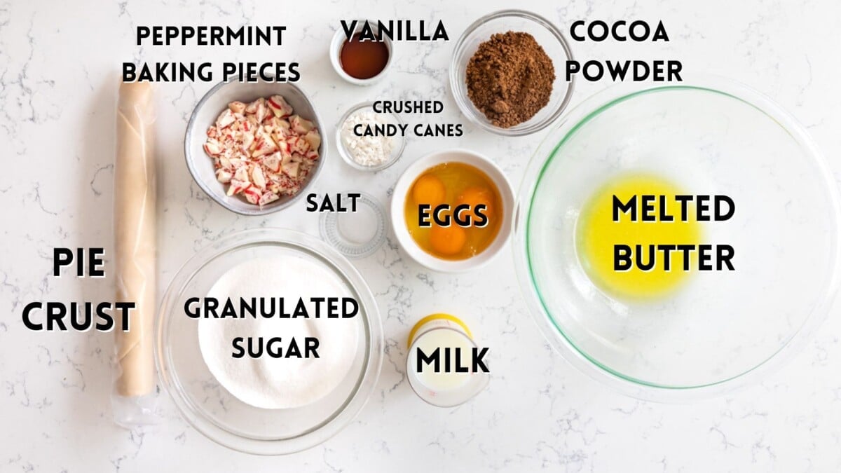 ingredients in chess pie laid out and labeled