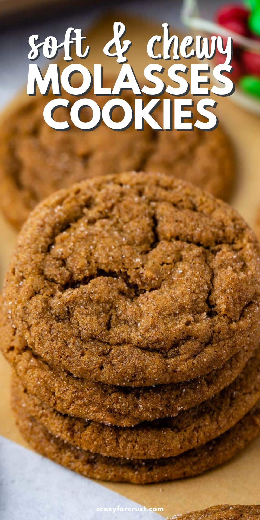 stack of 4 molasses cookies with words on photo
