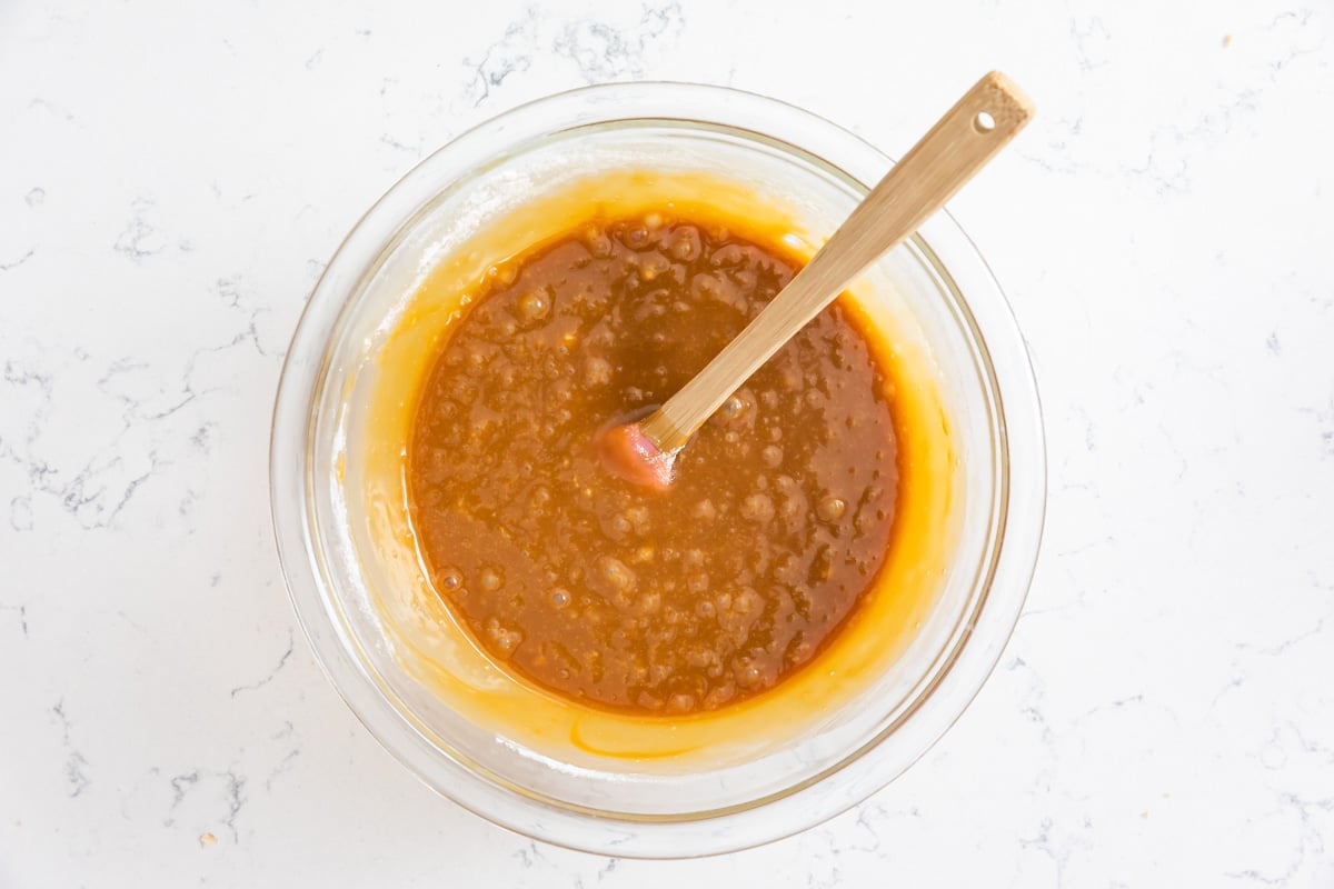 bowl of melted caramel.