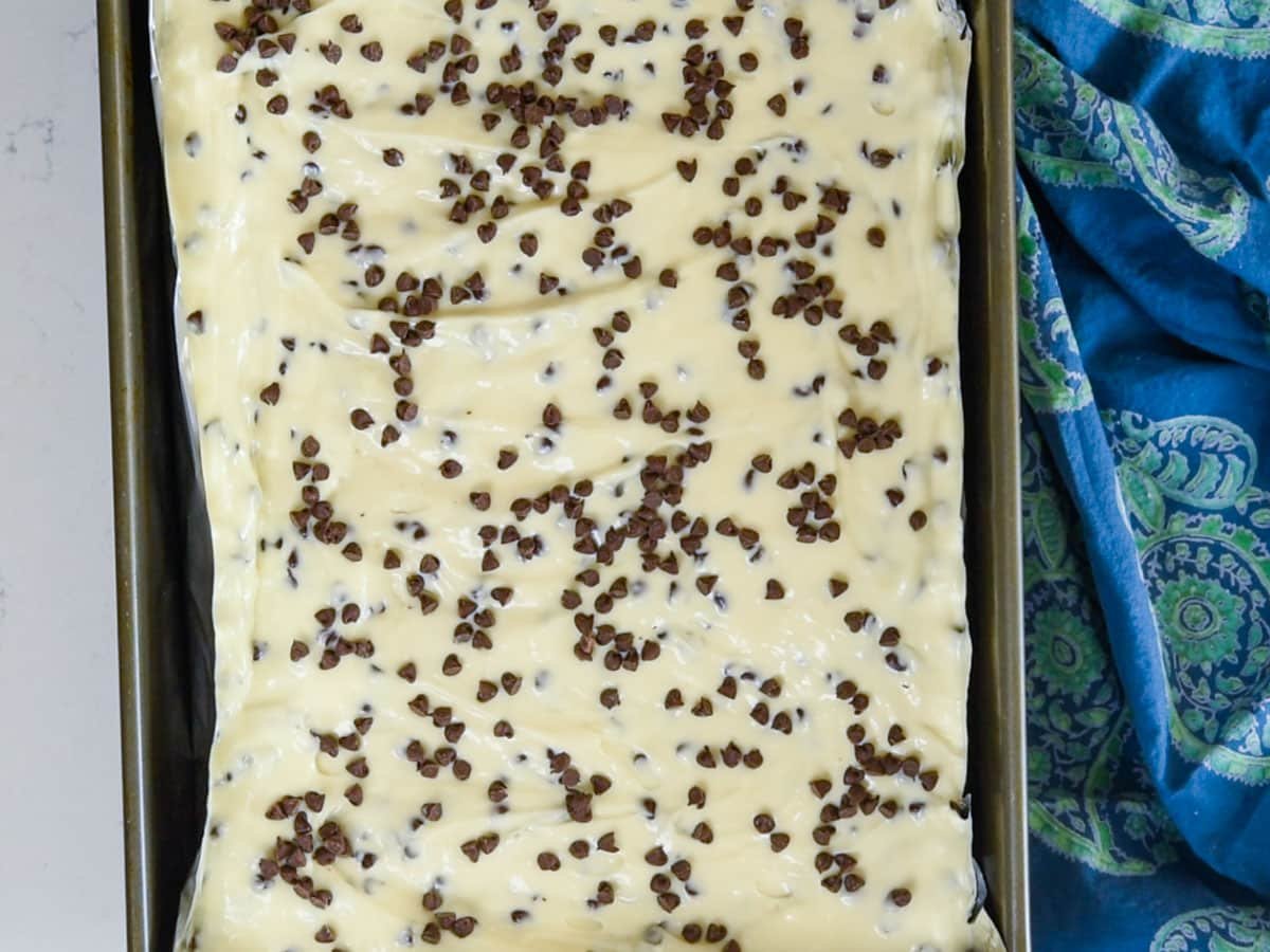 cheesecake batter in pan