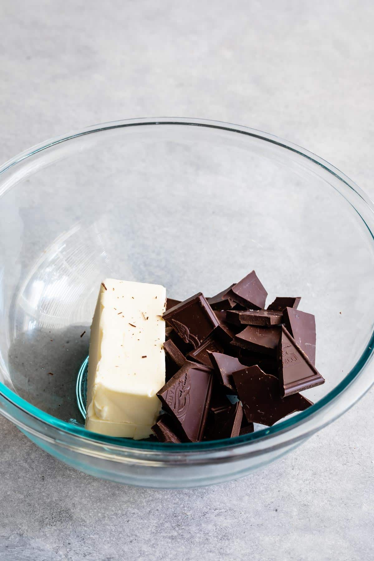 bowl with chocolate and butter.
