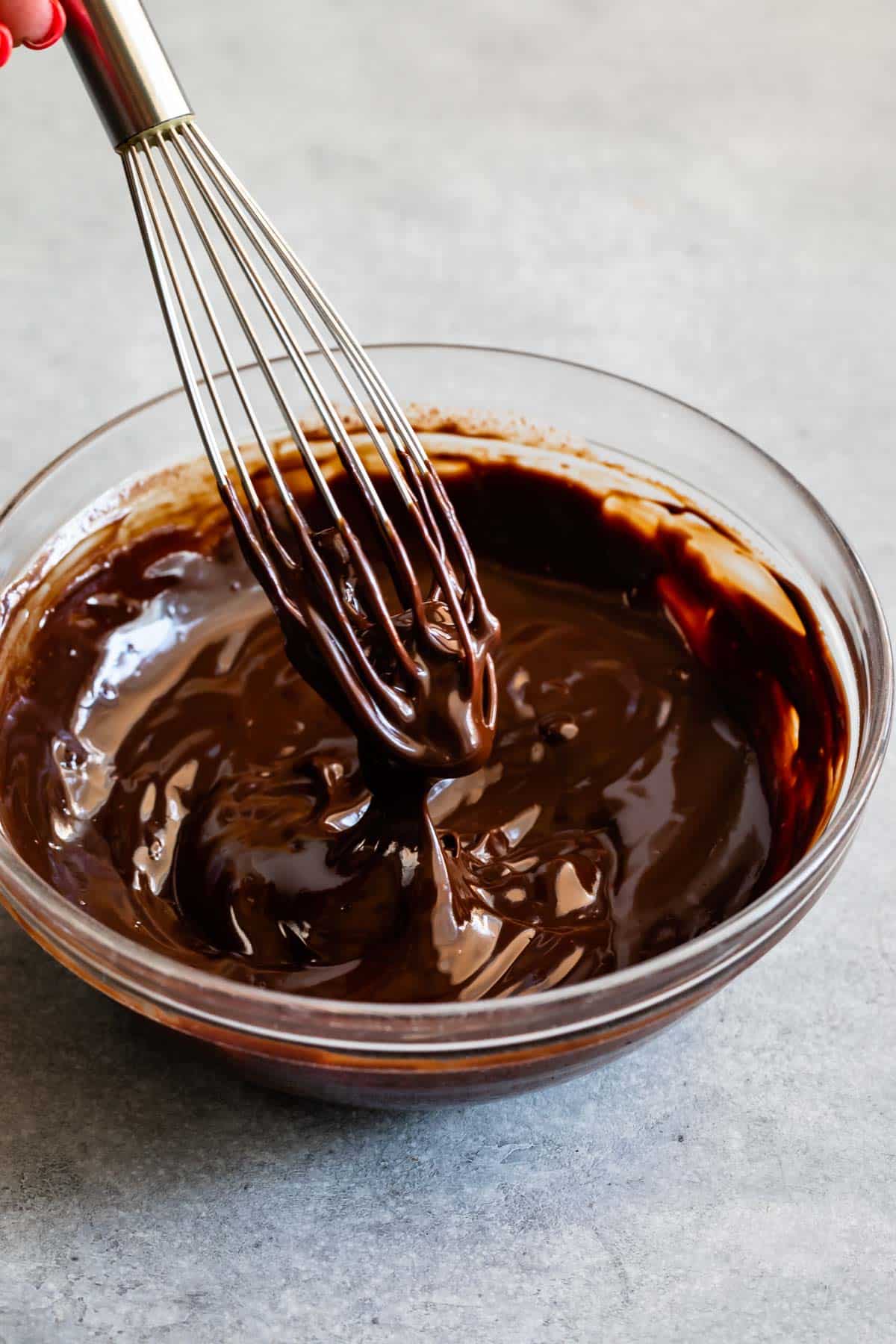 whisking ganache.