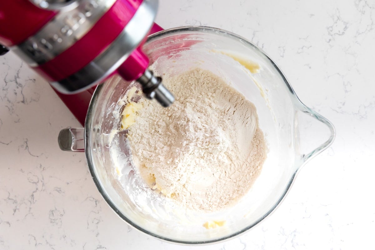 flour in stand mixer.
