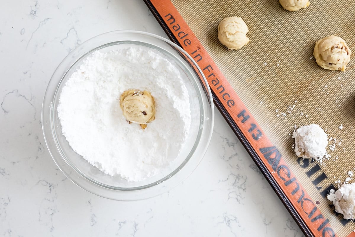 cookie in powdered sugar.