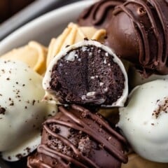 oreo truffles mixed in a white bowl