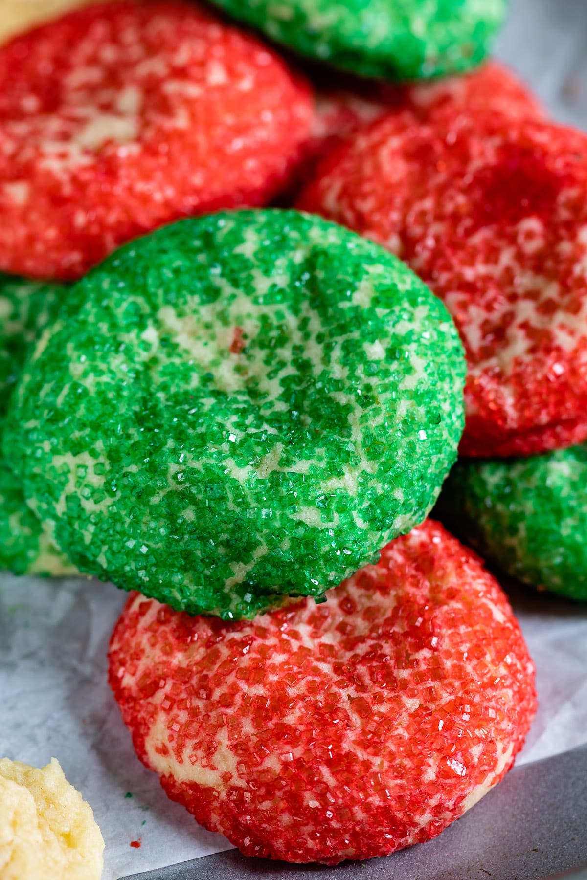 red and green sprinkles covered cookies