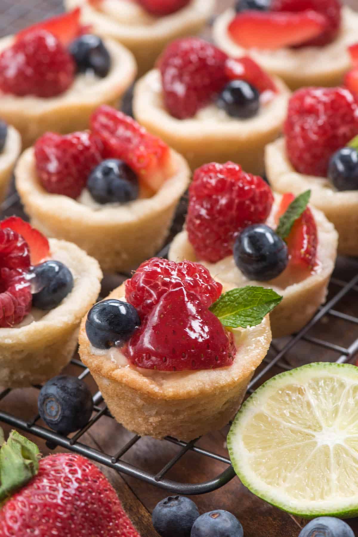 mini tarts with various fruits on top