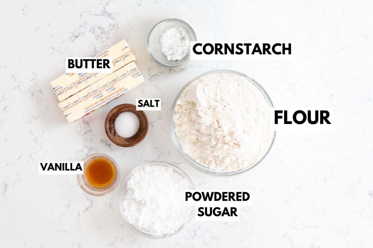 ingredients in whipped shortbread.
