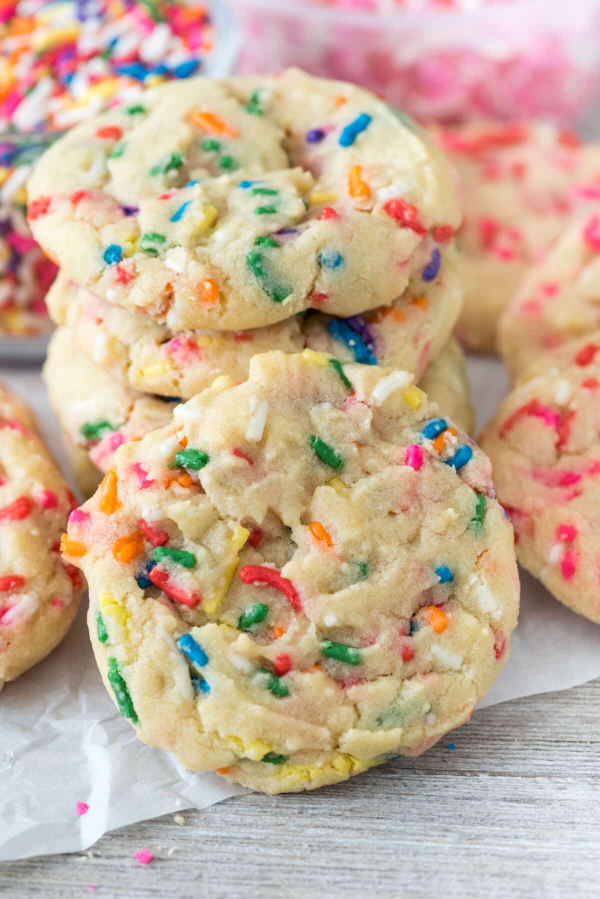 cookies with rainbow sprinkles baked inside