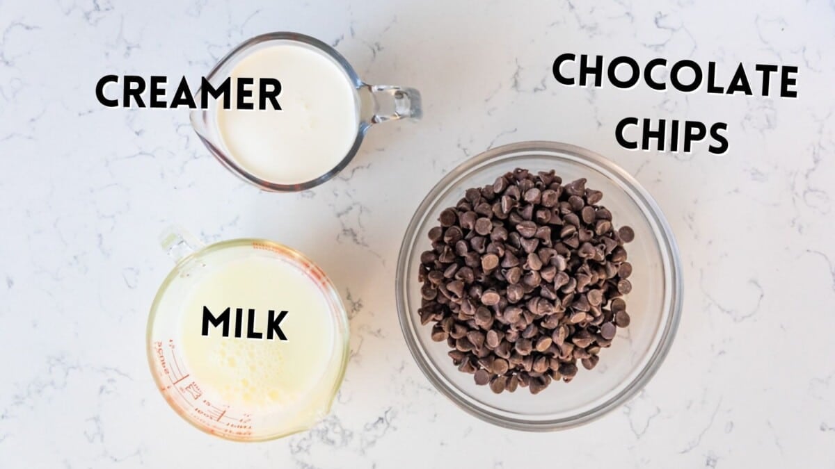 ingredients in drinking chocolate laid out on a white counter