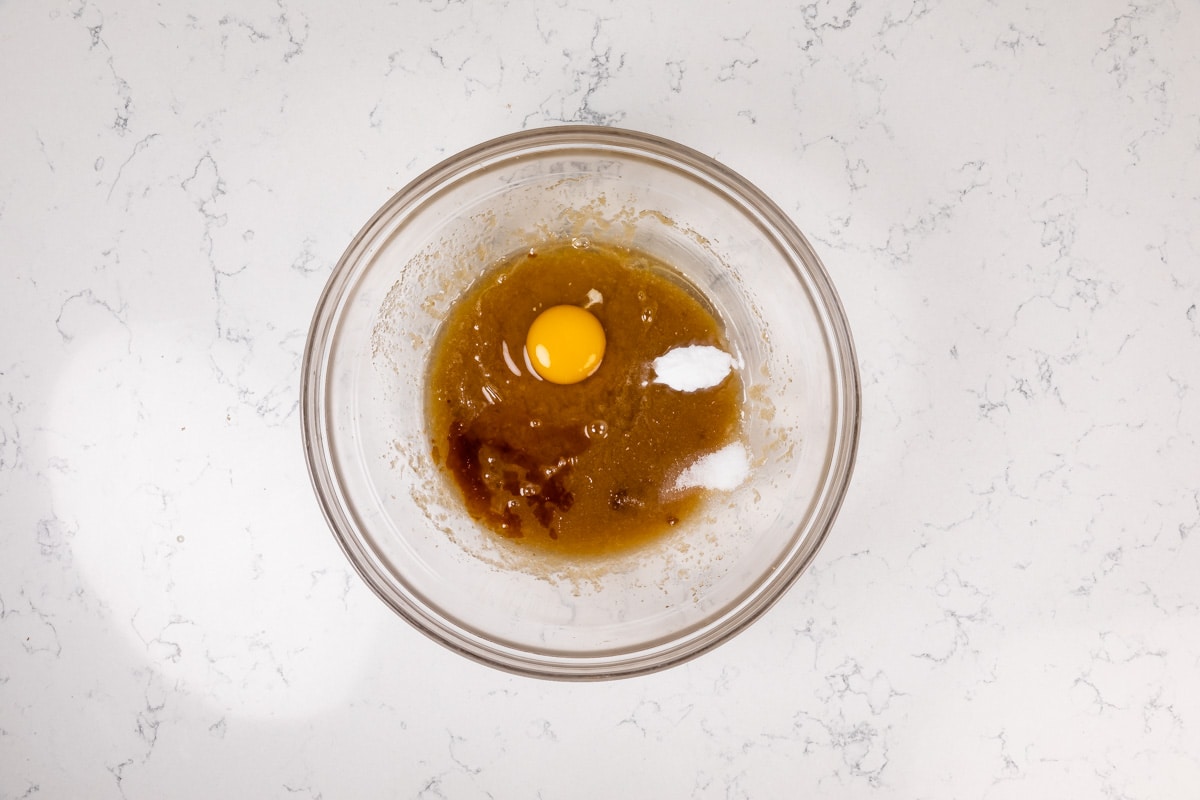 eggs and sugar and butter in bowl