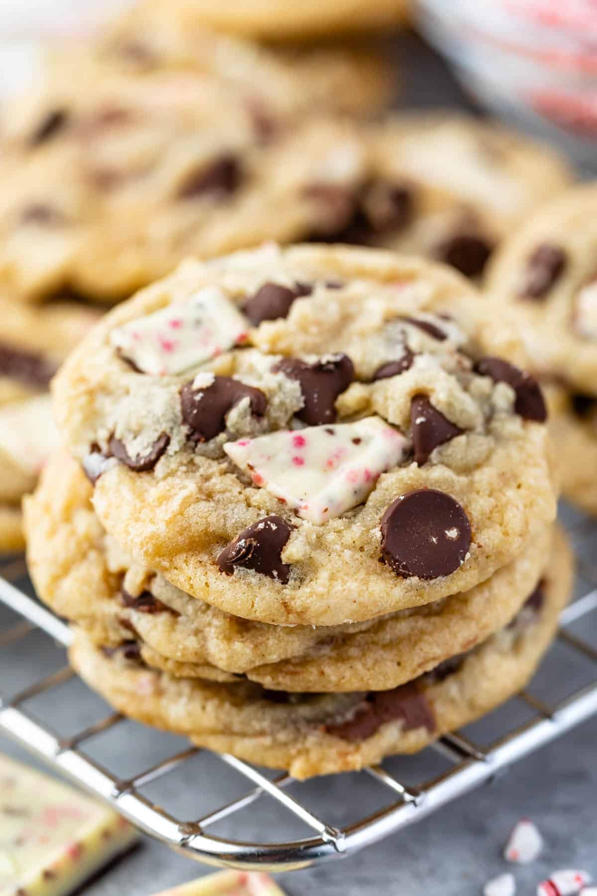 stack of three cookies on rack