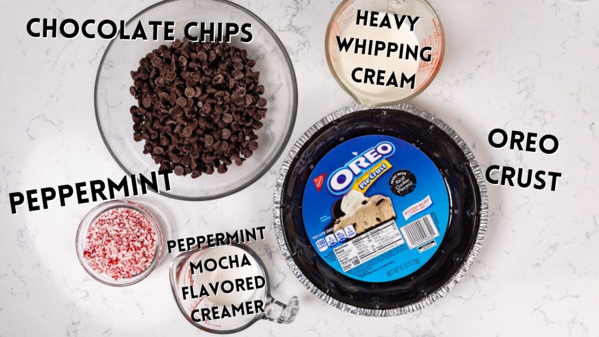 ingredients in ganache pie laid out on a counter