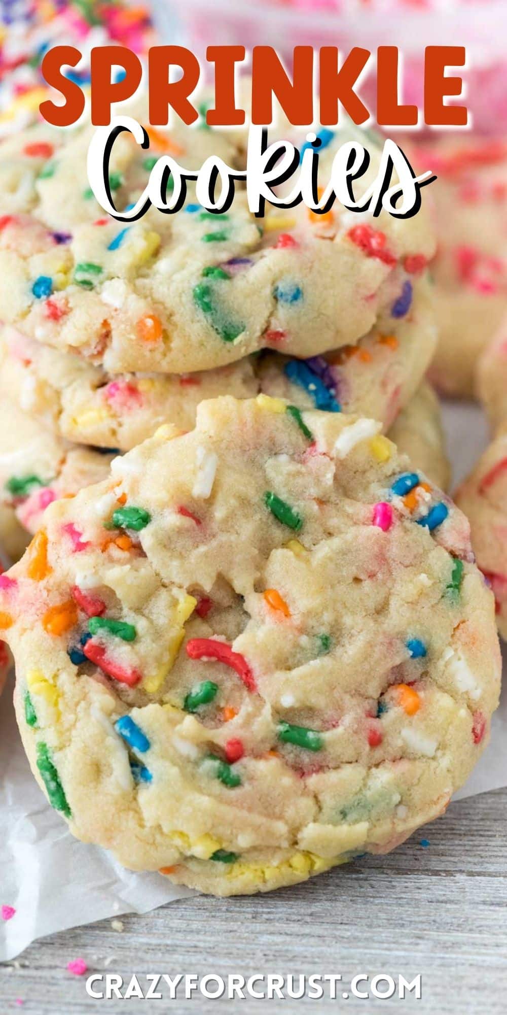cookies with rainbow sprinkles baked inside and words on top
