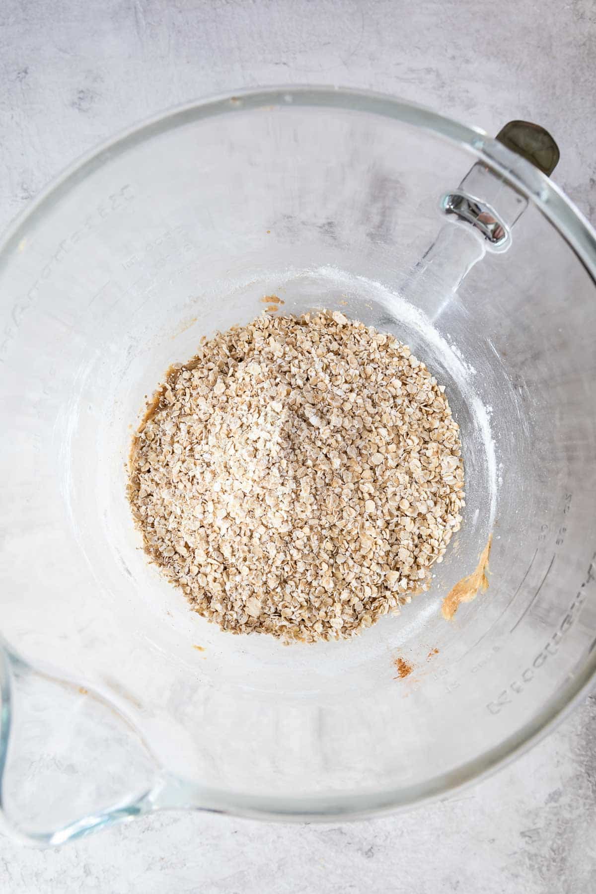 oats in clear bowl.