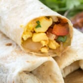 burrito stuffed with eggs and veggies