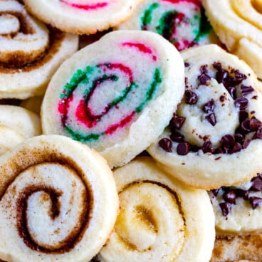 all types of swirl cookies mixed together