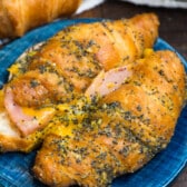 croissants laid on a blue plate