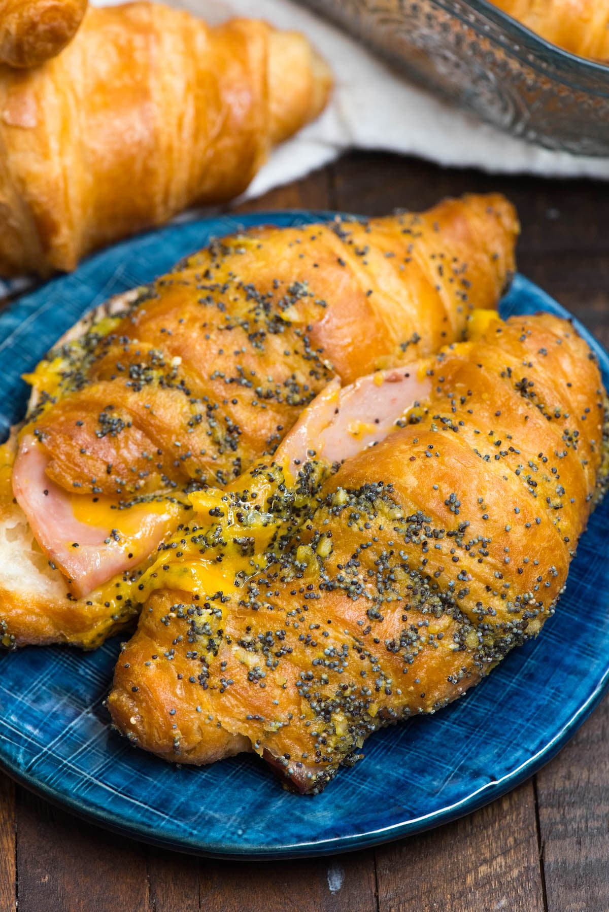 croissants laid on a blue plate