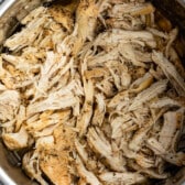 shredded chicken in a pan