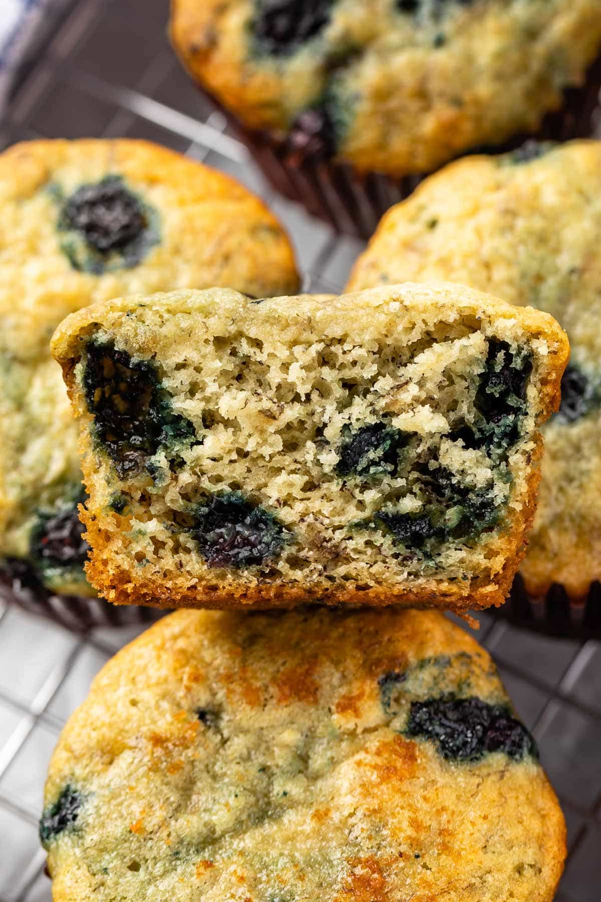 blueberry muffin cut in half