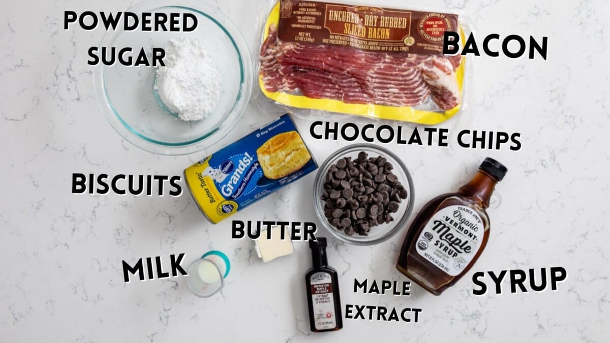 ingredients in chocolate bacon pull apart bread