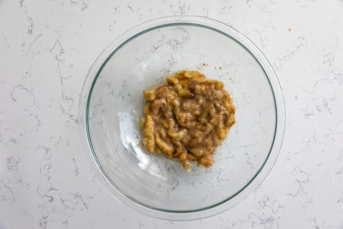 process shot of the making of healthy banana bread