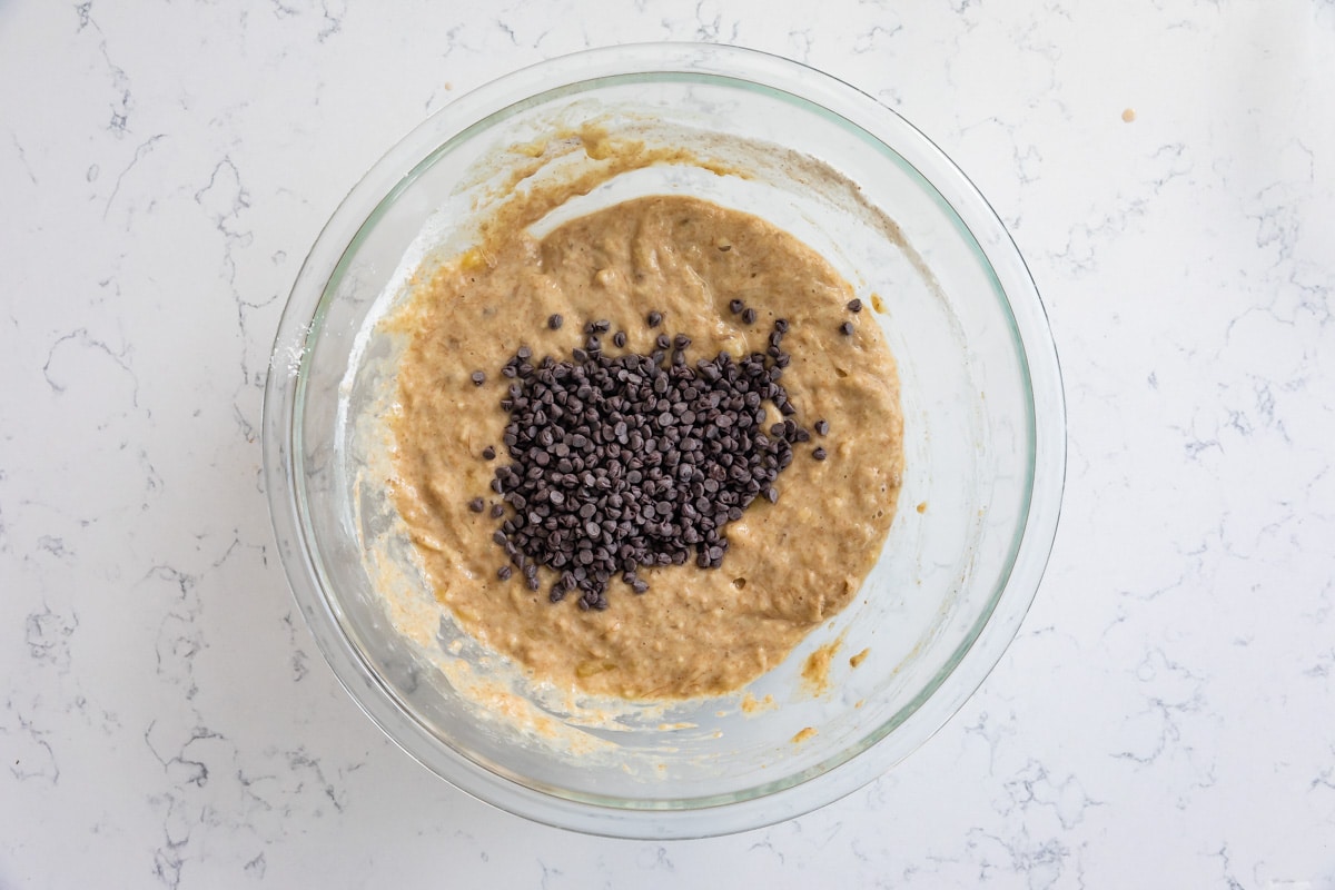 process shot of the making of healthy banana bread