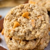 stacked cookies with butterscotch chips baked in