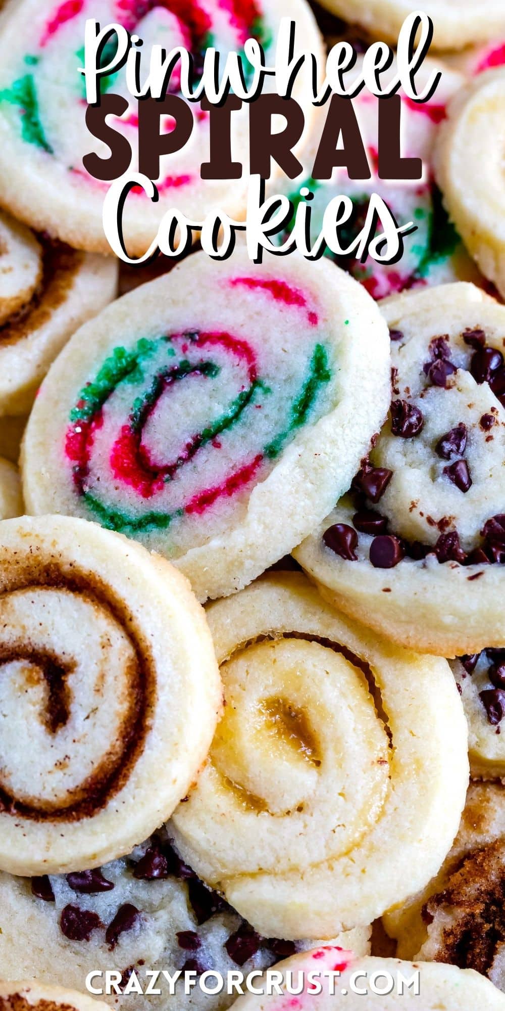 all types of swirl cookies mixed together with words on top of the image