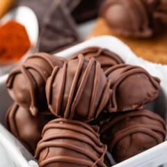 truffles in a white glass box