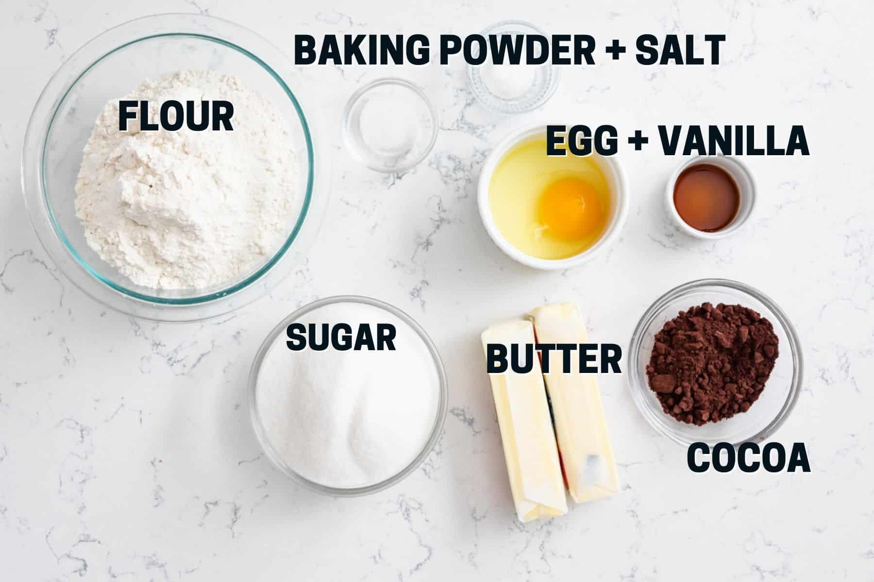 Ingredients in chocolate cut out cookies