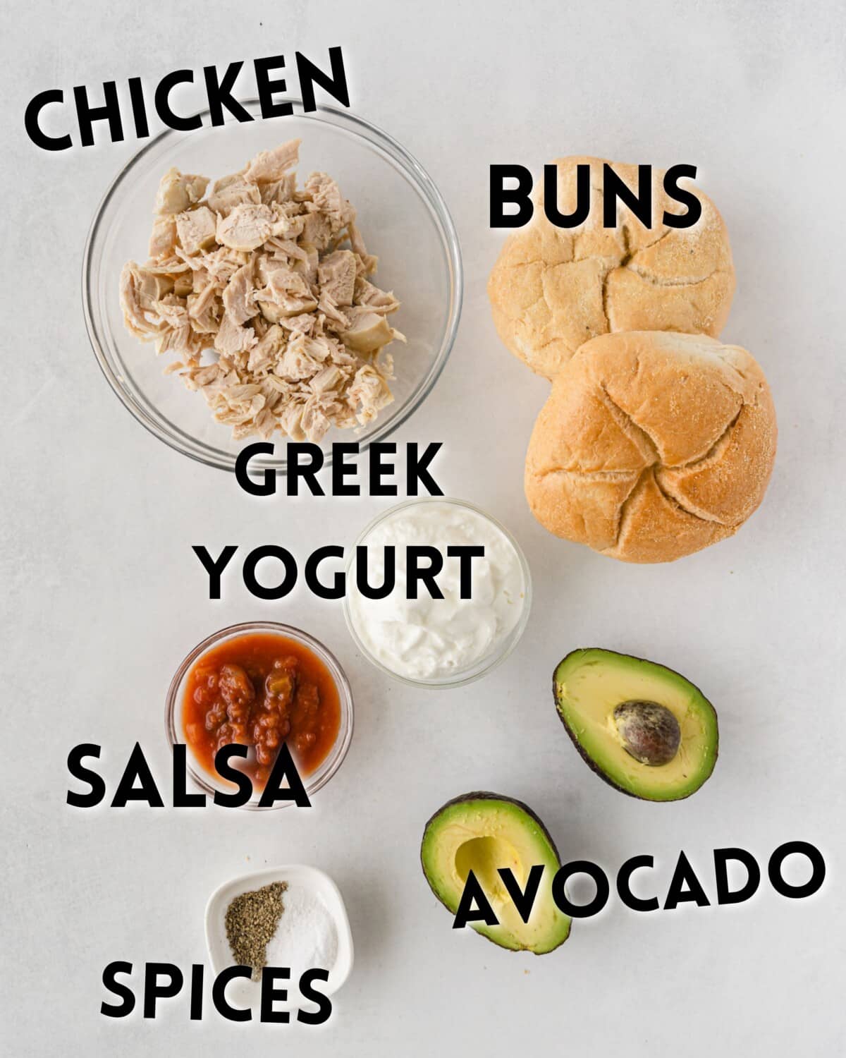 ingredients in avocado chicken sandwich.