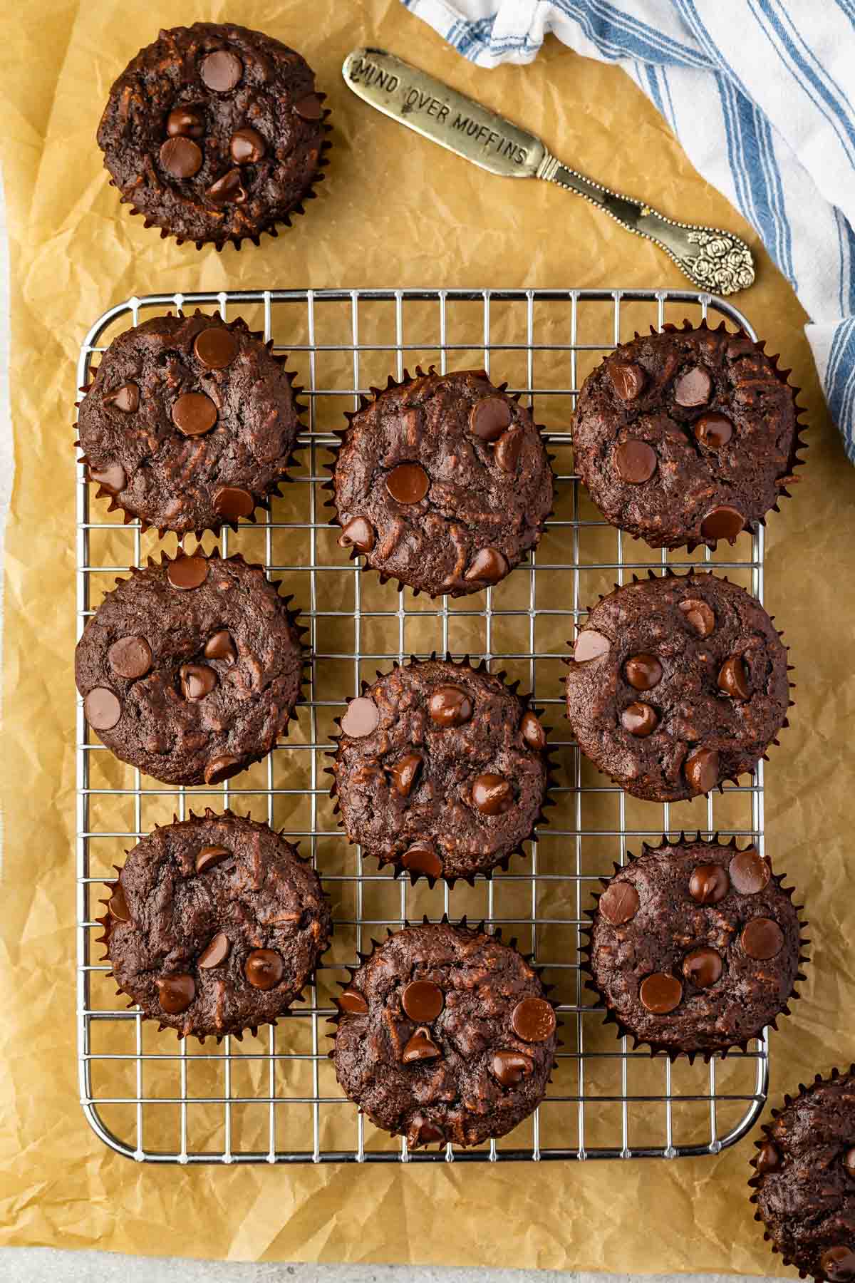 chocolate muffins with chocolate chips baked in