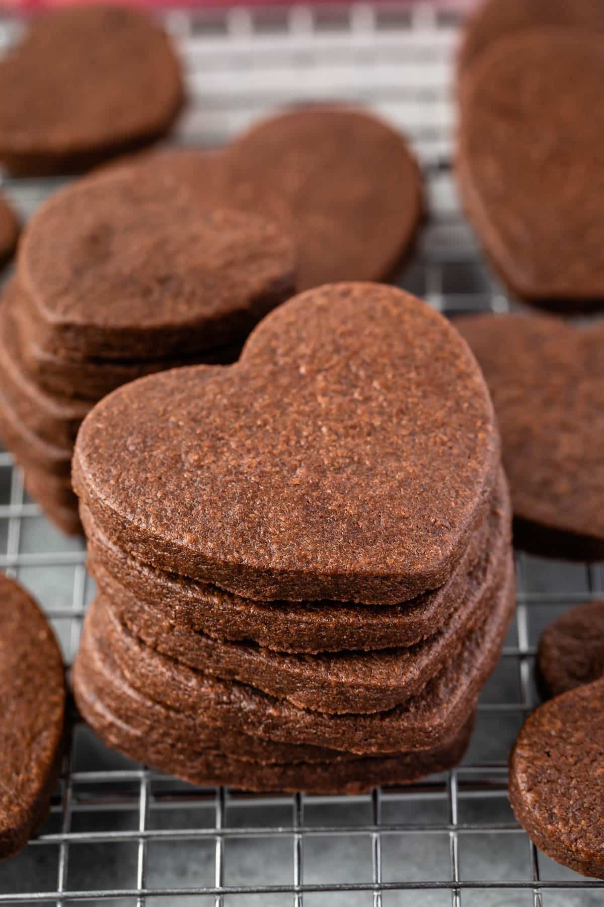 stacked heart shaped chocolate cookies