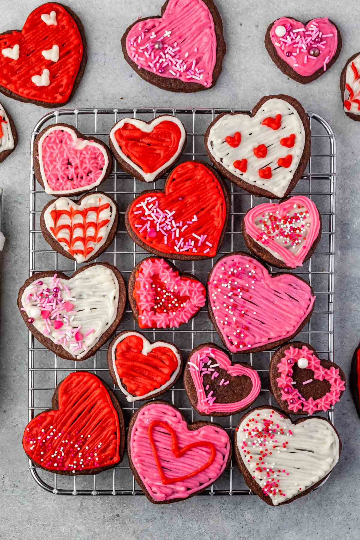 valentines day themed heart shaped chocolate cookies