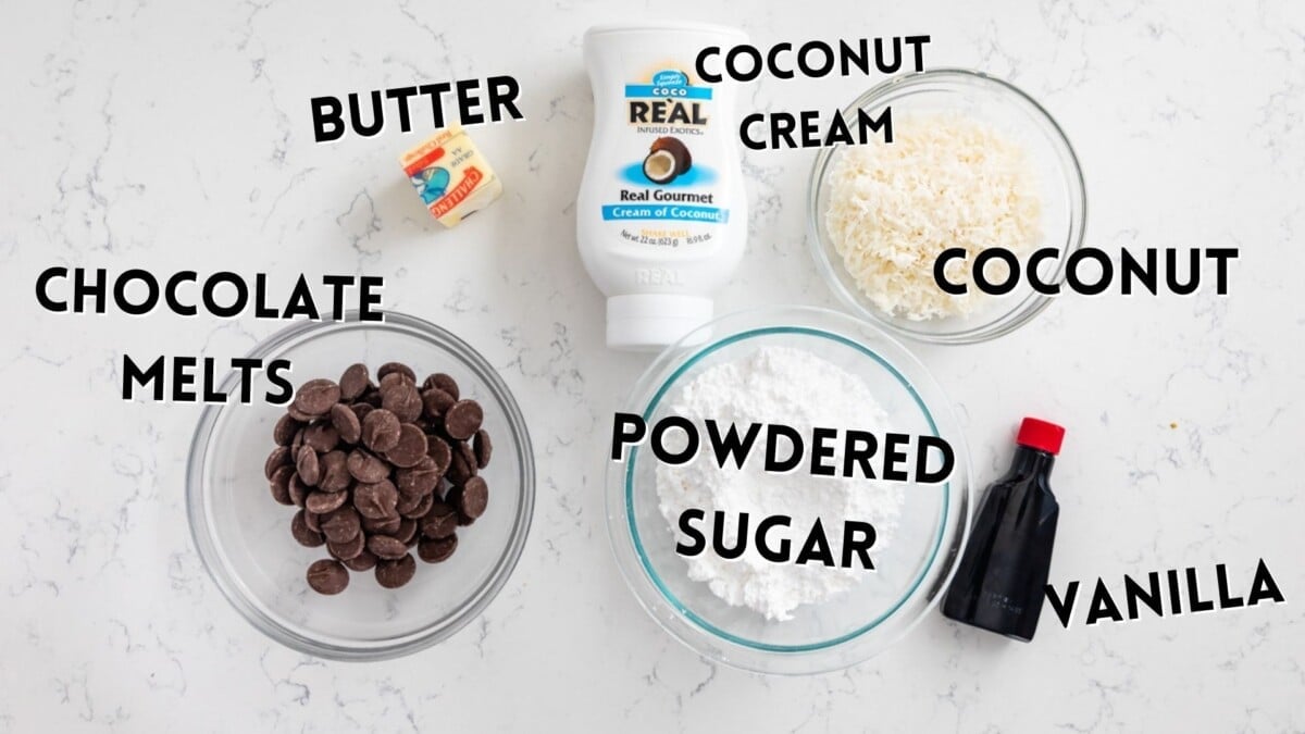 ingredients in coconut cream truffles.